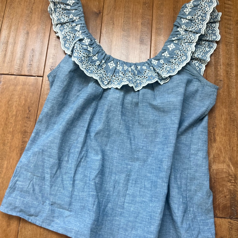 Sezane- Blue Ruffled Women's Top